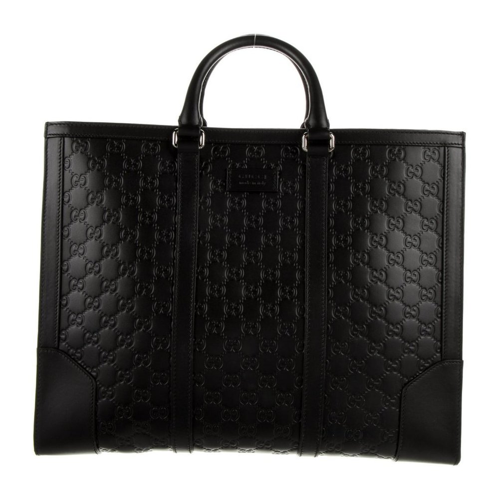 Gucci Black Embossed Tote Bag